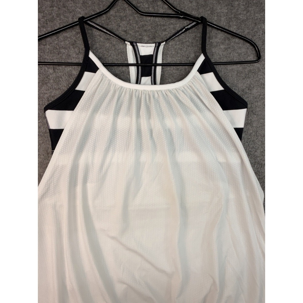 Lululemon Built In Bra Tank Top White Black Stripe Racerback Size 8 - Picture 8 of 9
